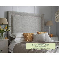 Super King Bed Ghia House Weave Cloud High Headend Contrast Piped in House Cotton Vanilla