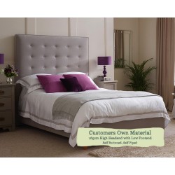 Double Bed Mull Customers Own Material 165cm High Headend Low Footend Self Buttoned Self Piped
