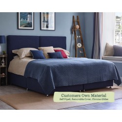 Emperor Coll Bed Zip and Link Customers Own Material Self Piped Removable Cover Chrome Glides