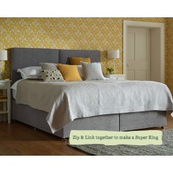 Super King Coll Bed Zip and Link Customers Own Material Self Piped Removable Cover Chrome Glides