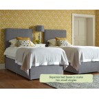 Kingsize Coll Bed Zip and Link to make Two Singles Customers Own Material Self Piped Removable Cover Chrome Glides