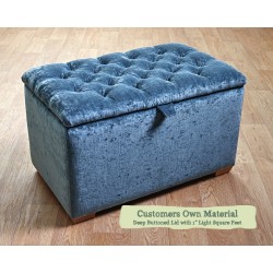 Medium Ottoman Customers Own Material Deep Buttoned Lid 1ins Light Square Foot