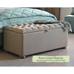 Large Ottoman Romo Linara Chamois Deep Buttoned Lid 1.5ins Light Bun Foot