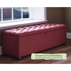 Grand Ottoman House Cotton Strawberry Deep Buttoned Lid 1.5ins Dark Bun Foot