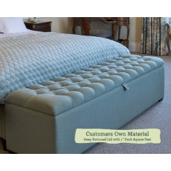 Supreme Ottoman Customers Own Material Deep Buttoned Lid 1ins Dark Square Foot