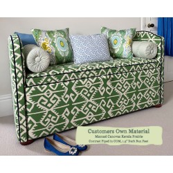 Caldey Ottoman Manuel Canovas Kerala Prairie Contrast Piped COM 1.5ins Dark Bun Feet