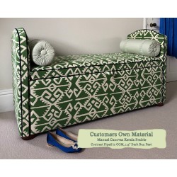 Caldey Ottoman Manuel Canovas Kerala Prairie Contrast Piped COM 1.5ins Dark Bun Feet