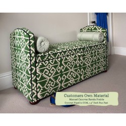 Caldey Ottoman Manuel Canovas Kerala Prairie Contrast Piped COM 1.5ins Dark Bun Feet