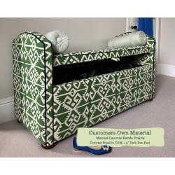 Caldey Ottoman Manuel Canovas Kerala Prairie Contrast Piped COM 1.5ins Dark Bun Feet