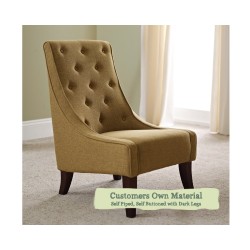 Penterry Chair Customers Own Material Self Piped Self Buttoned Dark Legs