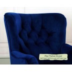 Bowmont Chair Flat Velvet Royal Self Piped Self Buttoned Light Legs