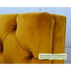 Teviot Chair Customers Own Material Self Piped Self Buttoned Dark Legs