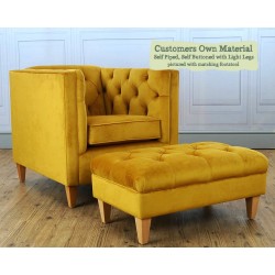 Teviot Chair Customers Own Material Self Piped Self Buttoned Light Legs