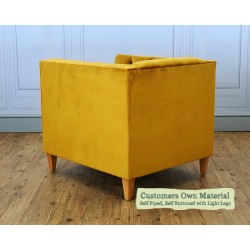 Teviot Chair Customers Own Material Self Piped Self Buttoned Light Legs