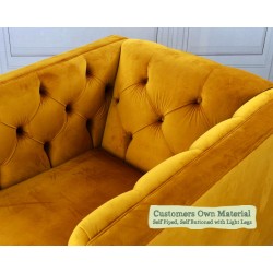 Teviot Chair Customers Own Material Self Piped Self Buttoned Light Legs