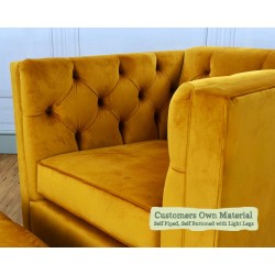 Teviot Chair Customers Own Material Self Piped Self Buttoned Light Legs