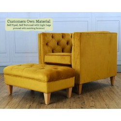 Teviot Chair Customers Own Material Self Piped Self Buttoned Light Legs