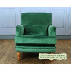 Esk Chair Customers Own Material Self Piped Vintage Nails Light Legs