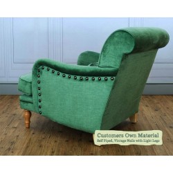 Esk Chair Customers Own Material Self Piped Vintage Nails Light Legs