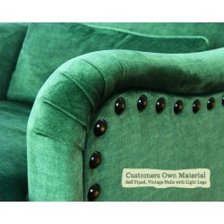 Esk Chair Customers Own Material Self Piped Vintage Nails Light Legs