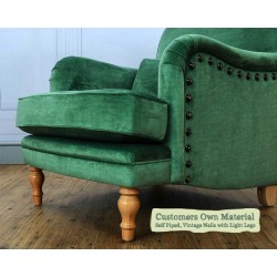 Esk Chair Customers Own Material Self Piped Vintage Nails Light Legs