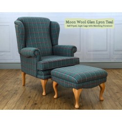 Lyon Chair Moon Wool Glen Lyon Teal Self Piped Light Legs