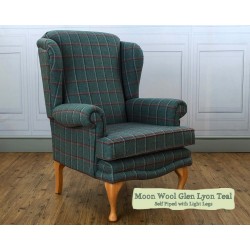Lyon Chair Moon Wool Glen Lyon Teal Self Piped Light Legs