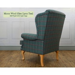 Lyon Chair Moon Wool Glen Lyon Teal Self Piped Light Legs
