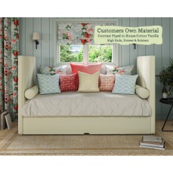 Harris Daybed Customers Own Material Contrast Piped House Cotton Vanilla High Ends Drawer Bolsters
