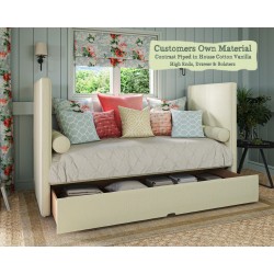 Harris Daybed Customers Own Material Contrast Piped House Cotton Vanilla High Ends Drawer Bolsters