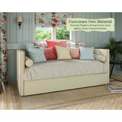 Harris Daybed Customers Own Material Contrast Piped House Cotton Lava Medium Ends Drawer Bolsters