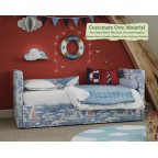Harris Flexibed Port Isaac Sailor Nautical Contrast Piped House Cotton Vanilla Medium Ends Valance Bolsters
