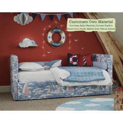 Harris Flexibed Port Isaac Sailor Nautical Contrast Piped House Cotton Vanilla Medium Ends Valance Bolsters