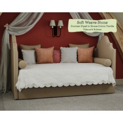 Samson Daybed Soft Weave Stone Contrast Piped House Cotton Vanilla Valance Bolsters