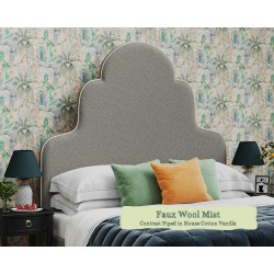 Single Bed Eigg Faux Wool Mist Contrast Piped House Cotton Vanilla