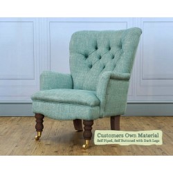 Nairn Chair Customers Own Material Self Piped Self Buttoned Dark Legs