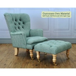 Nairn Chair Customers Own Material Self Piped Self Buttoned Light Legs