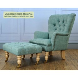Nairn Chair Customers Own Material Self Piped Self Buttoned Light Legs