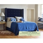 Single Headboard Winged Mull Customers Own Material Contrast Piped Contrast Buttoned House Cotton Vanilla