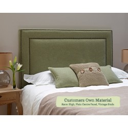 Single Headboard Jura Customers Own Material 89cm High Plain Centre Vintage Studs