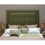 Small Double Headboard Jura Customers Own Material 89cm High Buttoned and Panelled Centre Vintage Studs