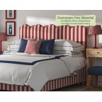 Kingsize Solas Headboard in Ian Mankin Devon Stripe Peony Contrast Piped Edge in Peony 77cm High