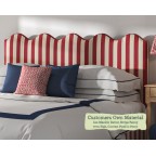 Kingsize Solas Headboard in Ian Mankin Devon Stripe Peony Contrast Piped Edge in Peony 77cm High