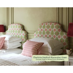 Single Headboard Puffin Charlotte Gaisford Sharanshar Green Contrast Piped in HC Strawberry