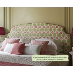 Kingsize Headboard Puffin Charlotte Gaisford Sharanshar Green Contrast Piped Strawberry