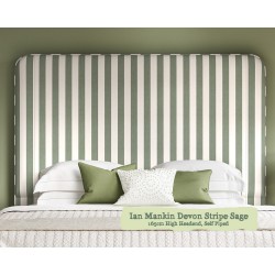 Single Grand Bed Faray Ian Mankin Devon Stripe Sage 165cm Height Self Piped