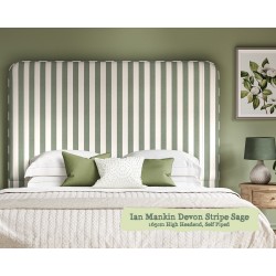 Single Grand Bed Faray Ian Mankin Devon Stripe Sage 165cm Height Self Piped