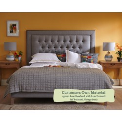 Small Double Bed Easdale Customers Own Material Low Headend Low Footend Self Buttoned Vintage Studs