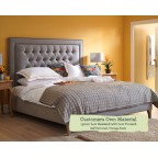 Emperor Bed Easdale Customers Own Material Low Headend Low Footend Self Buttoned Vintage Studs