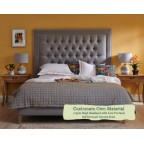 Emperor Bed Easdale Customers Own Material High Headend Low Footend Self Buttoned Chrome Studs
